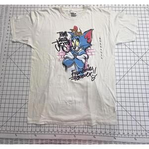 Tom & Jerry, Frenemies Forever, White Graphic T-Shirt Size Large Brand New